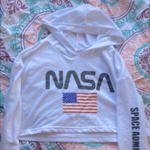 White NASA Hoodie with American Flag